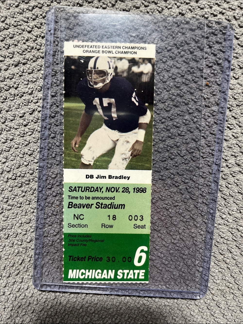 1998 Penn State VS Michigan State ticket stub.